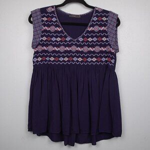 THML navy embroidered sleeveless top-S